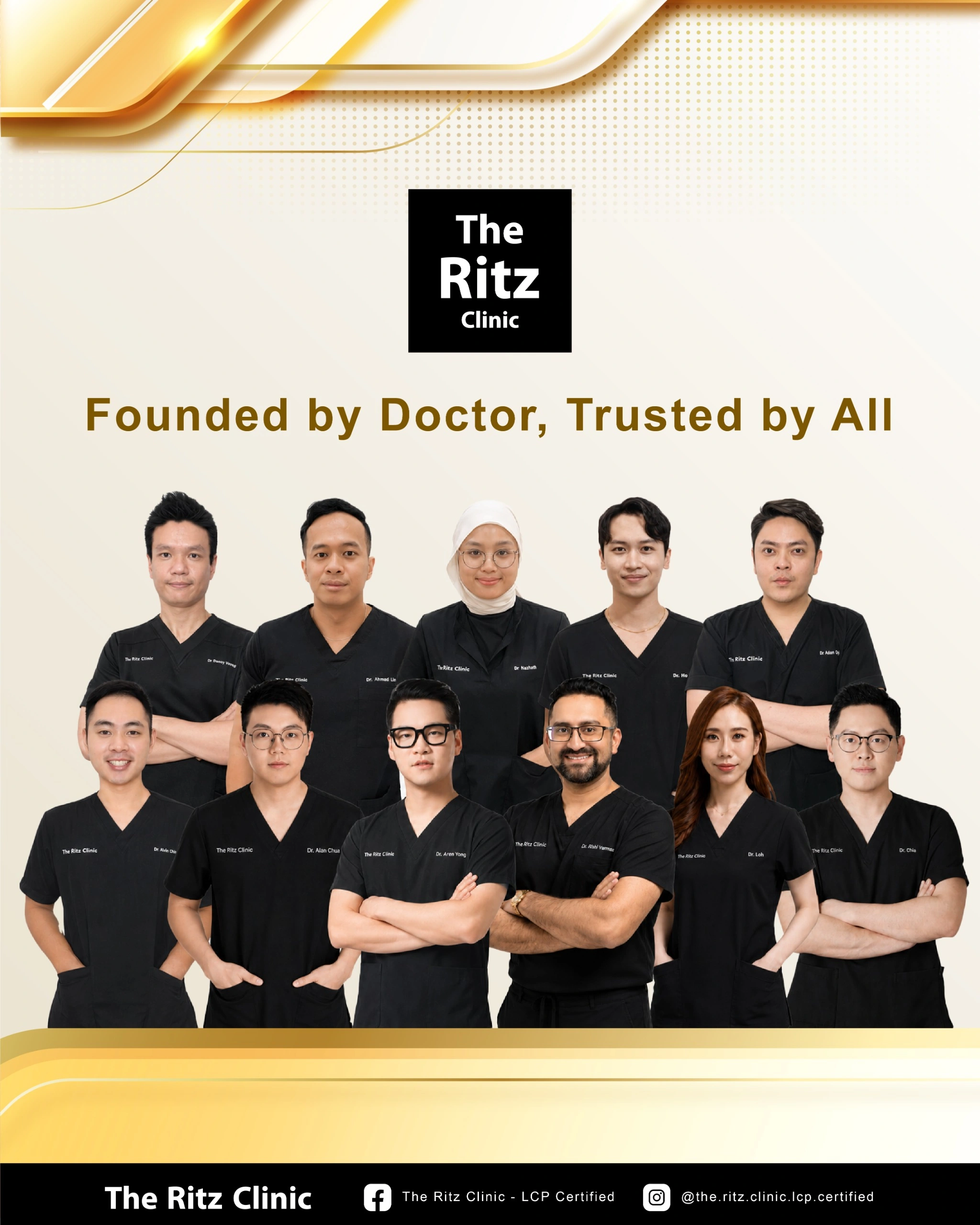 The Ritz Clinic medical aesthetics team banner featuring certified aesthetic doctors and professionals in Malaysia