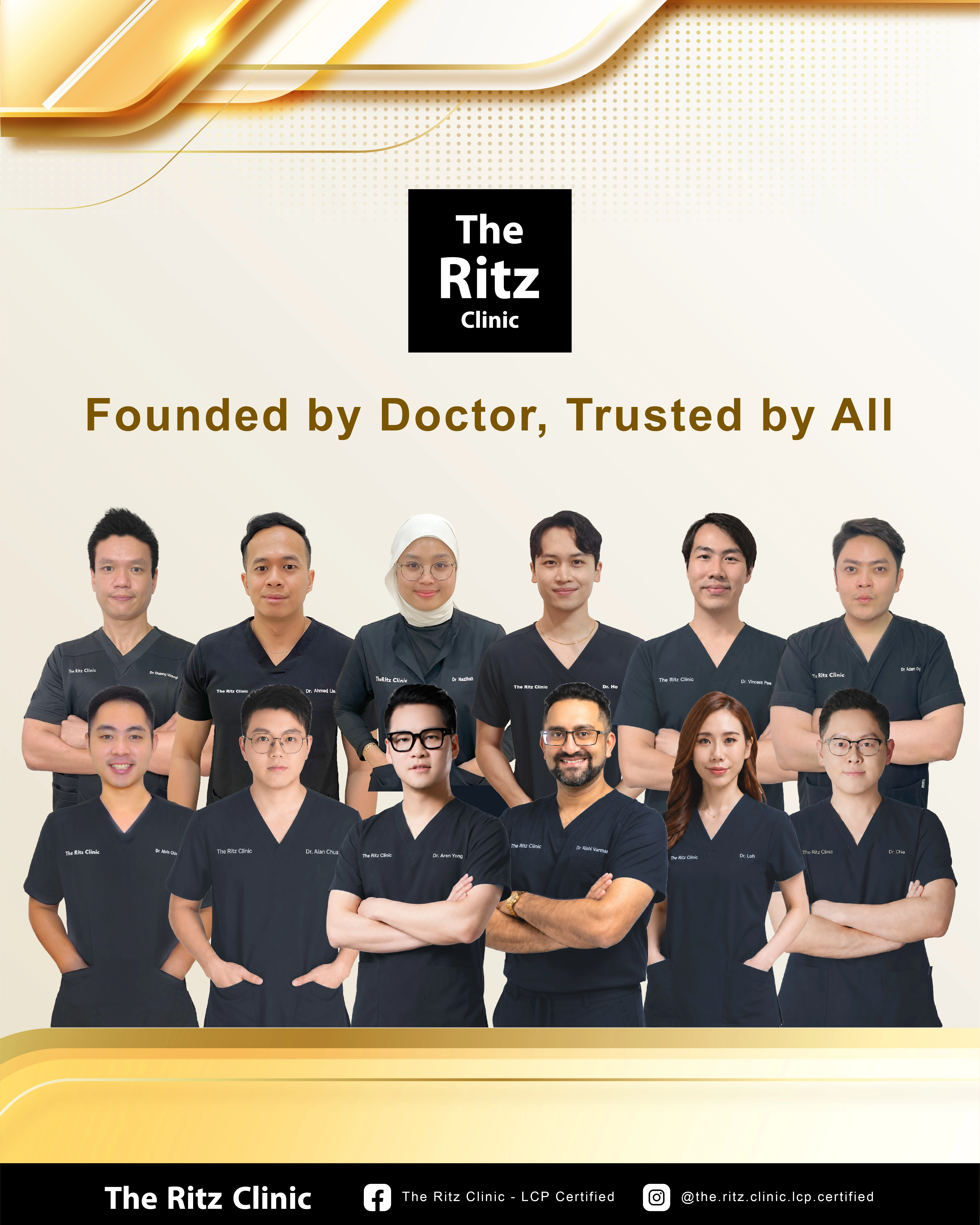 The Ritz Clinic medical aesthetics team banner featuring certified aesthetic doctors and professionals in Malaysia